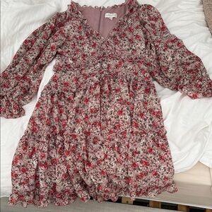 APRICOT Floral Mini Dress - Red and Pink